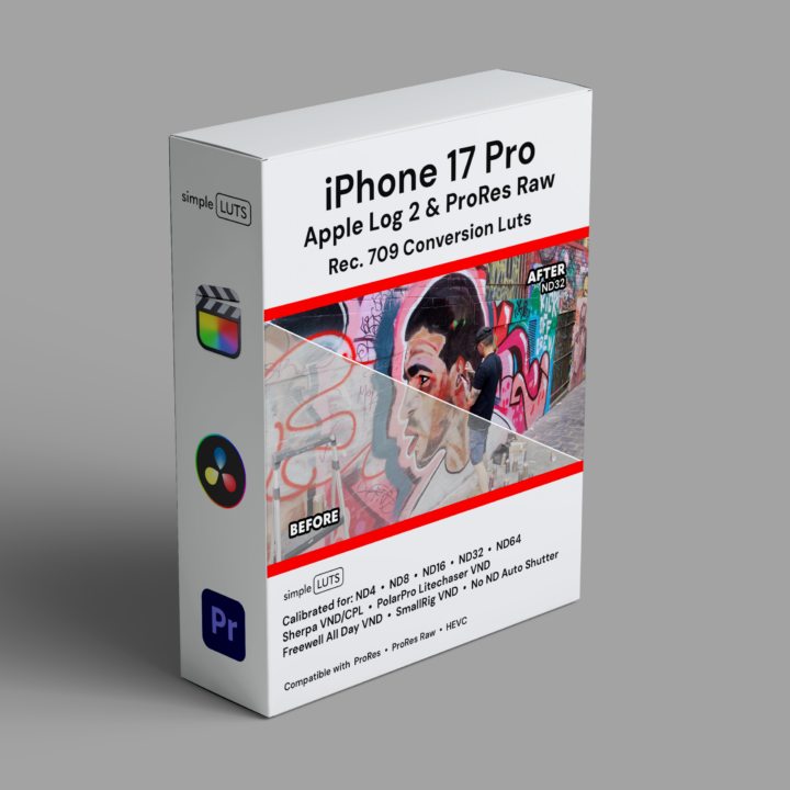 iPhone 17 Pro LUTs box — Apple Log 2 and ProRes Raw pack