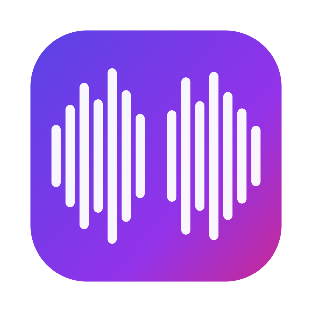 Simple Audio app icon — purple gradient with white audio waveform